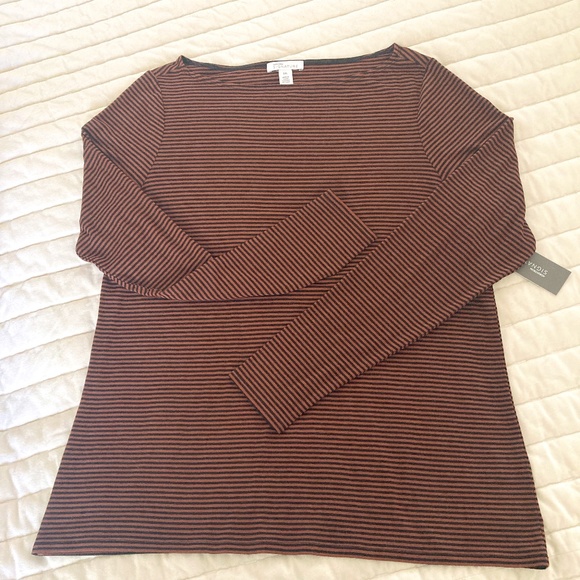 NORDSTROM Signature Boat Neck Bateau Striped Knit Tee Shirt Top NWT - Picture 4 of 9